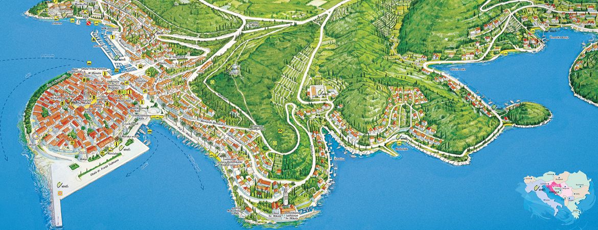 Panoramic and pictorial maps - Korčula